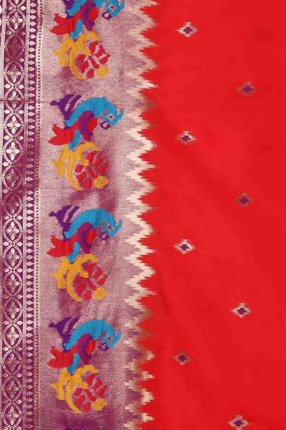 Paithani - Ikat Saree Crimson Red Paithani - Ikat Saree saree online