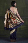 Paithani - Ikat Saree Denim Blue Paithani Ikat Saree saree online