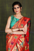 Paithani - Ikat Saree Floral Red Paithani - Ikat Saree saree online