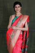 Paithani - Ikat Saree Imperial Red Paithani - Ikat Saree saree online