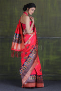 Paithani - Ikat Saree Raspberry Red Paithani - Ikat Saree saree online