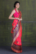 Paithani - Ikat Saree Raspberry Red Paithani - Ikat Saree saree online