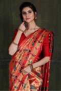 Paithani - Ikat Saree Scarlet Red Paithani - Ikat Saree saree online