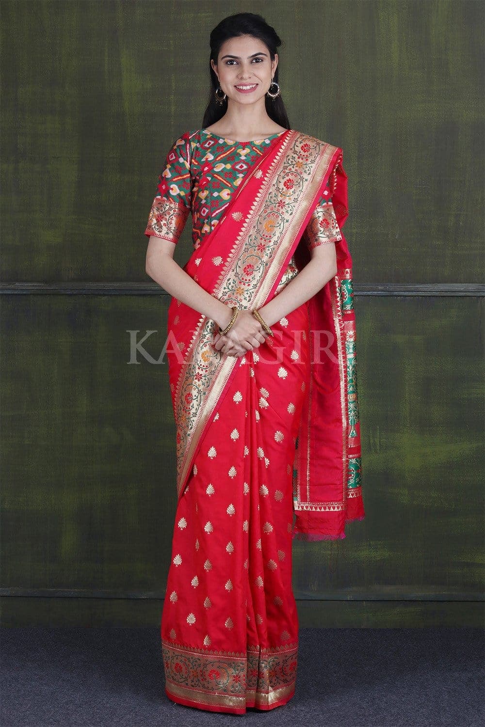 Paithani - Ikat Saree Scarlet Red Paithani - Ikat Saree saree online