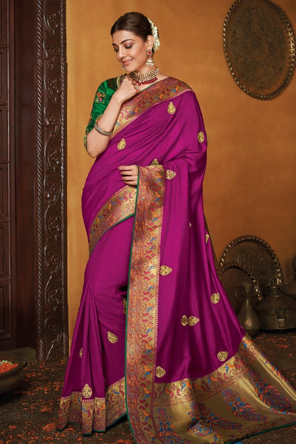 Banarasi Silk Magenta Pink Saree|SARV148668
