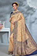 Antique gold zari woven Paithani Saree - From Paithani brocade fusion collection - Buy online on Karagiri - Free shipping to USA