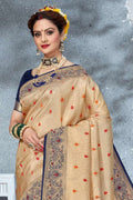 Antique gold zari woven Paithani Saree - From Paithani brocade fusion collection - Buy online on Karagiri - Free shipping to USA