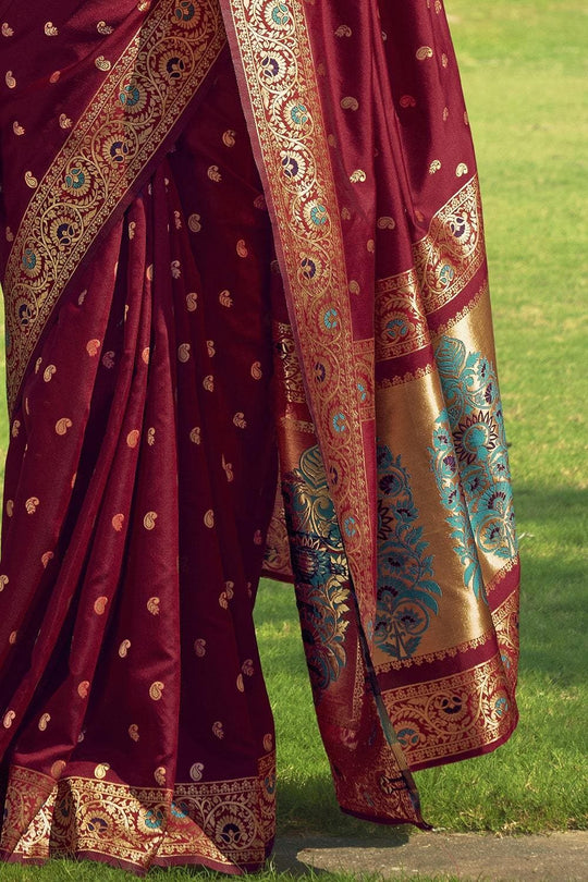 Paithani Saree Beautiful Garnet Red Paithani Saree saree online