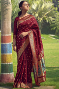 Paithani Saree Beautiful Garnet Red Paithani Saree saree online