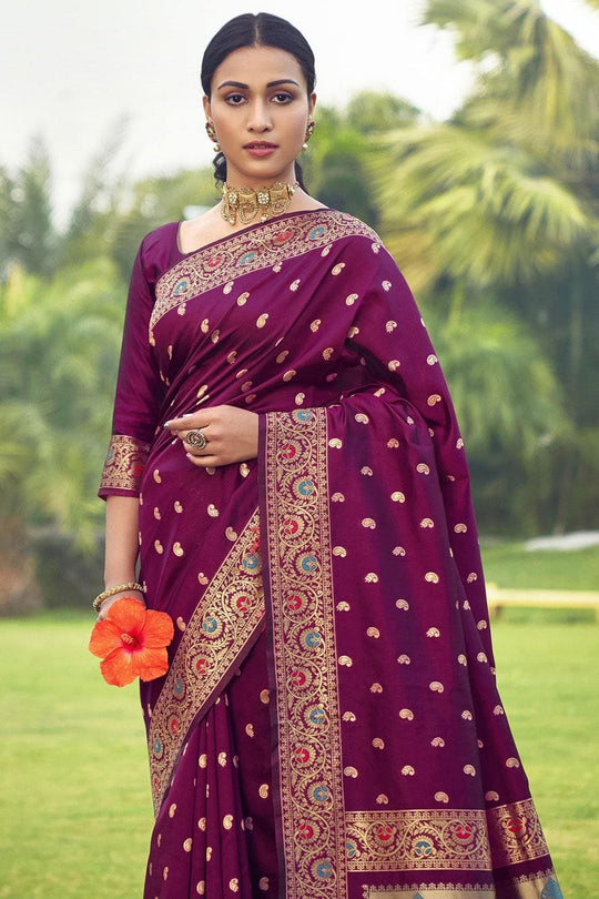 Paithani Saree Beautiful Mulberry Purple Paithani Saree saree online