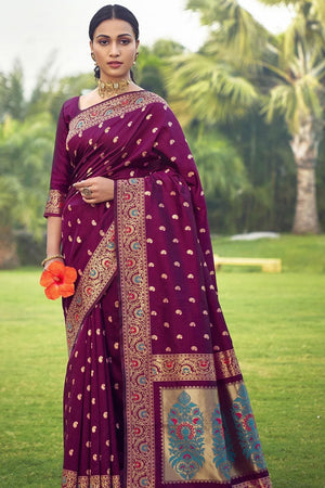 Beautiful Mulberry Purple Paithani Saree