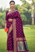 Paithani Saree Beautiful Mulberry Purple Paithani Saree saree online