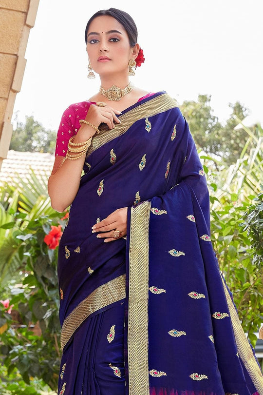 Paithani Saree Berry Blue Heavy Border Pallu Paithani Saree saree online