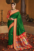 Paithani Saree Bridal Green Gold Zari Woven Paithani Saree With Designer Blouse - From Paithani Brocade Fusion Collection saree online