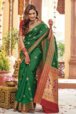 Bridal Green Woven Paithani Saree
