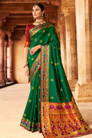 Bridal Green Woven Paithani Saree