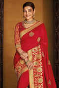 Paithani Saree Bridal Red Gold Zari Woven Paithani Saree With Designer Blouse - From Paithani Brocade Fusion Collection saree online
