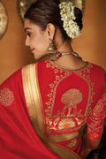 Paithani Saree Bridal Red Gold Zari Woven Paithani Saree With Designer Blouse - From Paithani Brocade Fusion Collection saree online