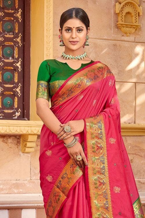 pink paithani saree