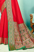 Carmine Red Paithani Fusion Saree