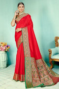 Carmine Red Paithani Fusion Saree