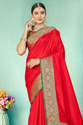 Carmine Red Paithani Fusion Saree