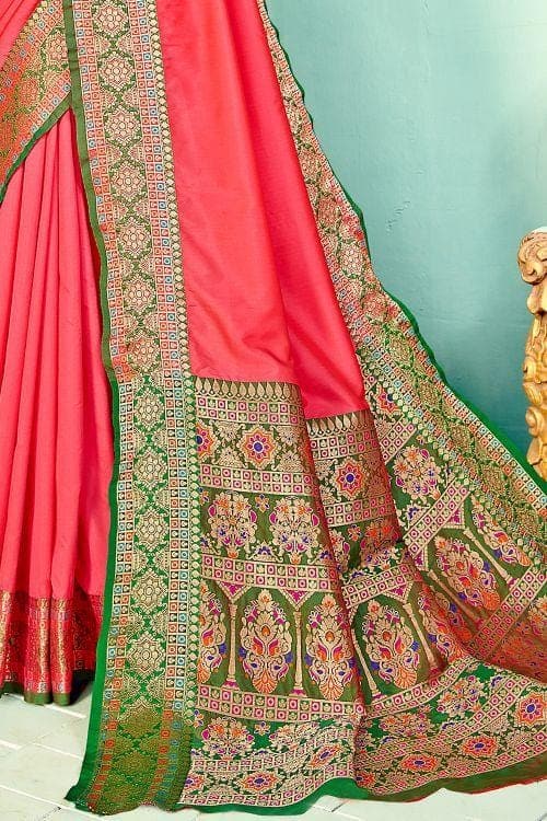 Cerise Pink Paithani Fusion Saree