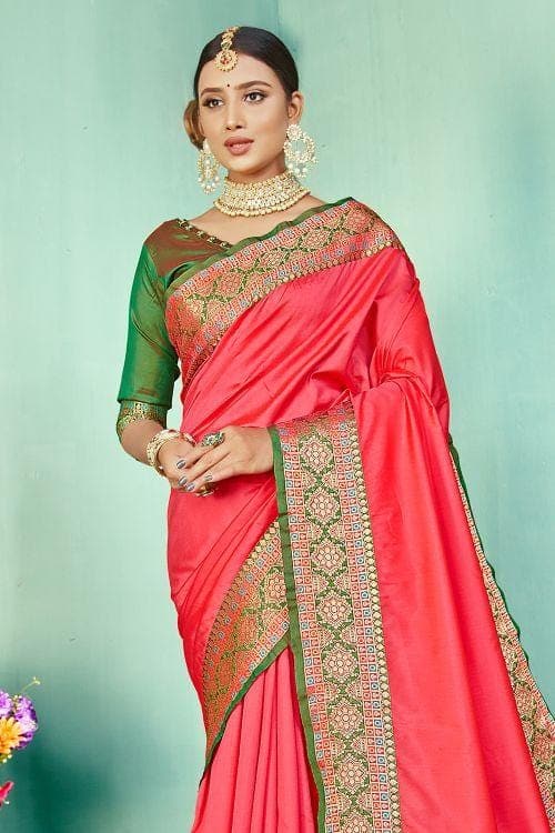Cerise Pink Paithani Fusion Saree
