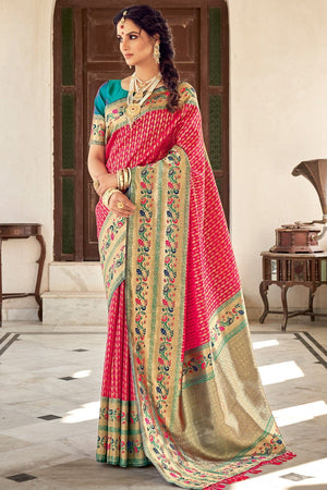 Cerise Pink Paithani Saree
