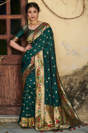 Chartreuse Green Paithani Saree