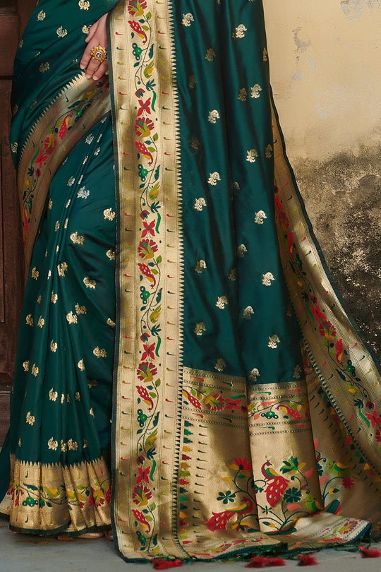 green paithani saree