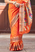 orange paithani saree images