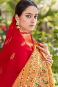Paithani Saree Crimson Red Heavy Border Pallu Paithani Saree saree online