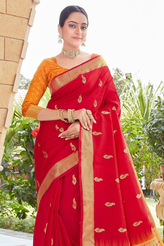 Paithani Saree Crimson Red Heavy Border Pallu Paithani Saree saree online