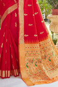 Paithani Saree Crimson Red Heavy Border Pallu Paithani Saree saree online