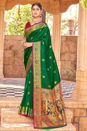 Deep Fir Green Paithani Saree