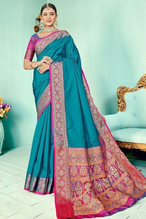 Eastern Blue Paithani Fusion Saree