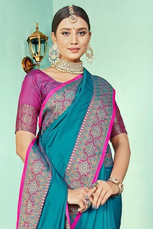 Eastern Blue Paithani Fusion Saree