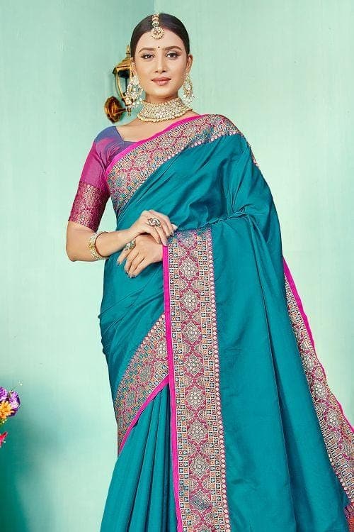 Eastern Blue Paithani Fusion Saree