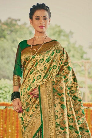 Emerald Green Paithani Saree