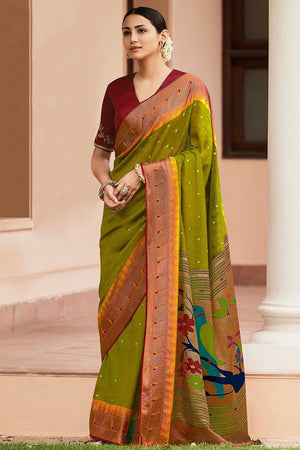 Paithani Saree Fern Green Paithani Saree saree online