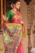 pink paithani silk saree