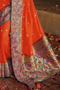 Paithani Saree Fire Orange Woven Paithani Saree saree online