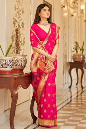 Fucsia Pink Paithani Saree