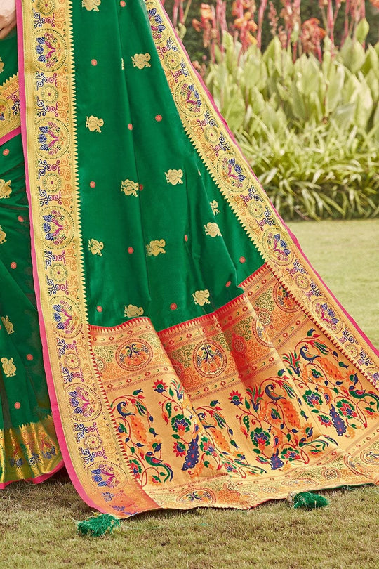 Fun Green Paithani Saree