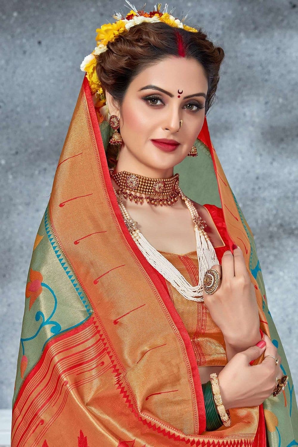 Paithani Saree Golden Blue Tissue Zari Woven Paithani Saree - From Paithani Brocade Fusion Collection saree online