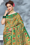 Paithani Saree Green Golden Tissue Woven Paithani Saree - From Paithani Brocade Fusion Collection saree online