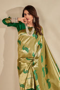green paithani silk saree