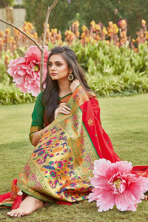Imperial Red Paithani Saree