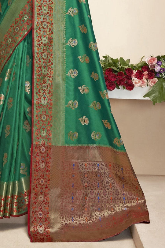 Paithani Saree Jade Green Flower Butta Paithani Saree saree online